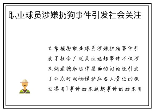 职业球员涉嫌扔狗事件引发社会关注